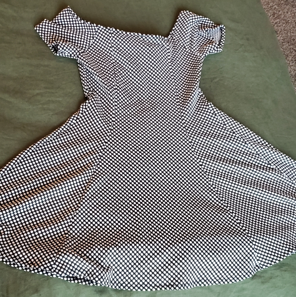 Off-the-shoulder Polka Dot Flare Dress